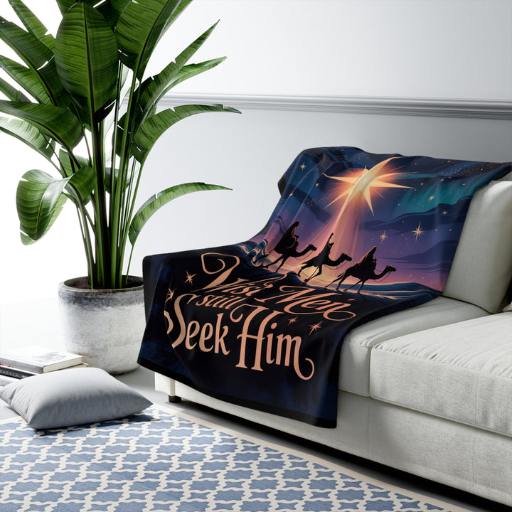 Inspirational Sherpa Fleece Blanket - Wise Men Still Seek Him Design