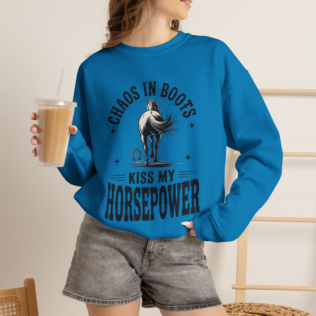 Chaos in Boots Kiss My Horsepower Sweatshirt