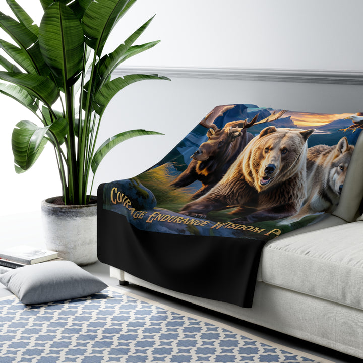 Sherpa Fleece Blanket - Courage, Endurance, Wisdom, Power Design