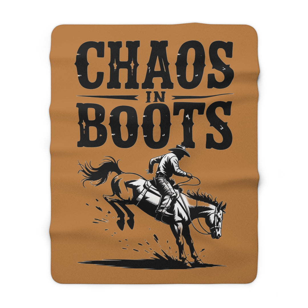 Sherpa Fleece Blanket – Chaos in Boots: Bronc Edition Design
