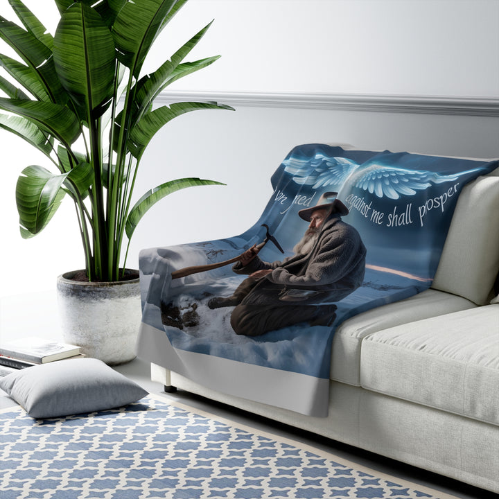 Inspirational Sherpa Fleece Blanket - No Weapon Formed Against Me Shall Prosper Design