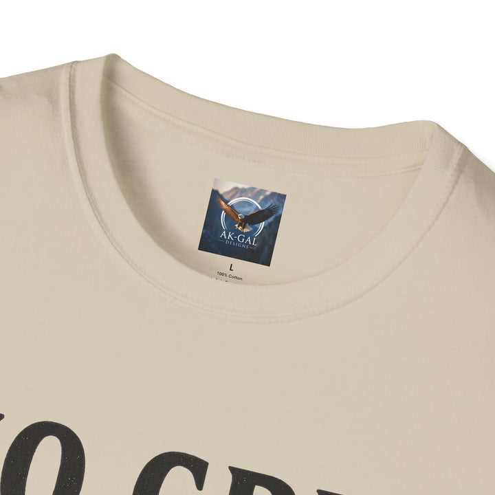 Beige No Grit, No Glory t-shirt with a brand label Ak Gal Designs