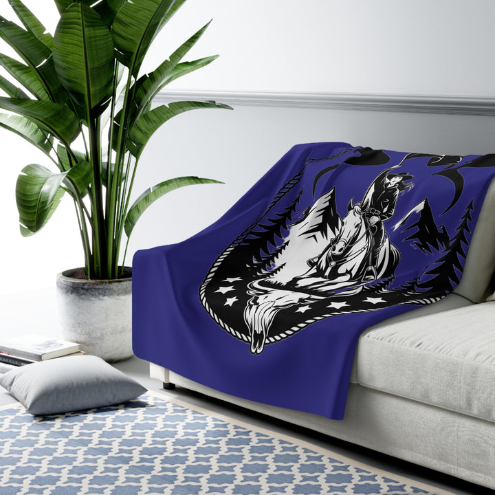 Chaos in Boots Midnight Frontier Sherpa Fleece Blanket