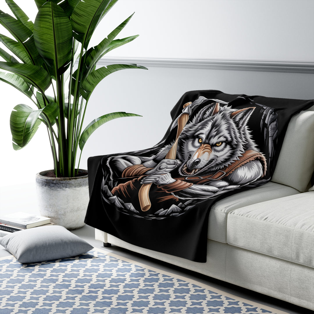 Fierce Wolf Mining Sherpa Fleece Blanket