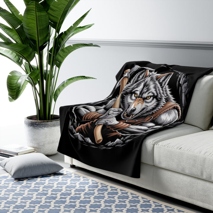 Fierce Wolf Mining Sherpa Fleece Blanket