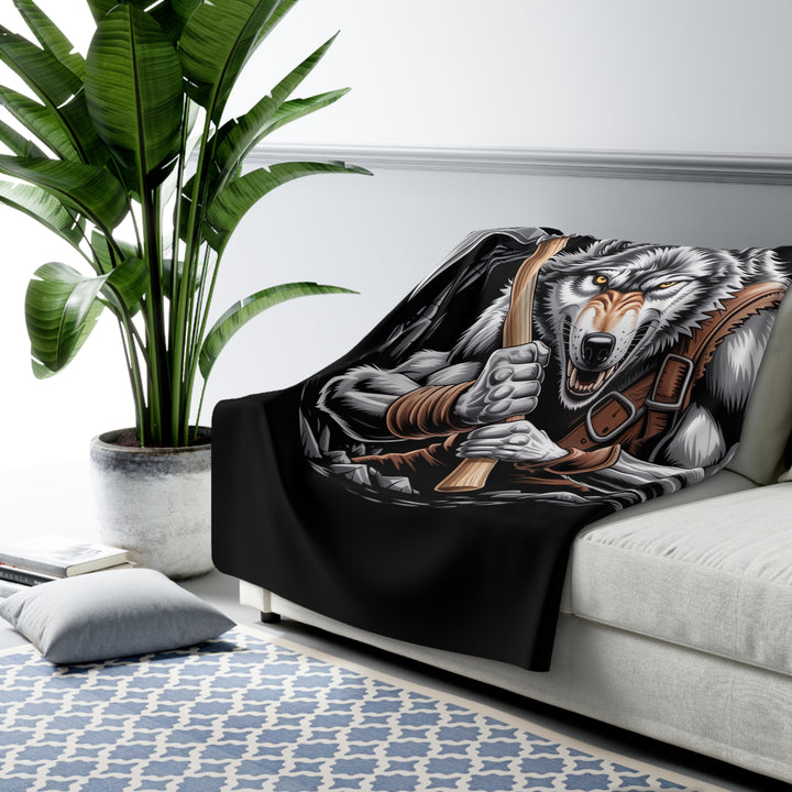 Fierce Wolf Mining Sherpa Fleece Blanket