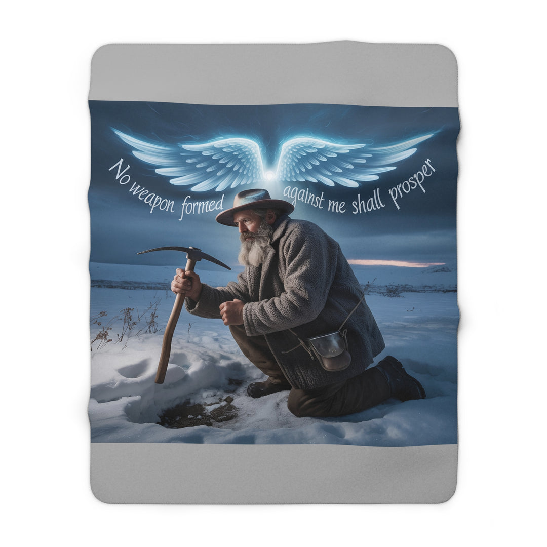 Inspirational Sherpa Fleece Blanket - No Weapon Formed Against Me Shall Prosper Design