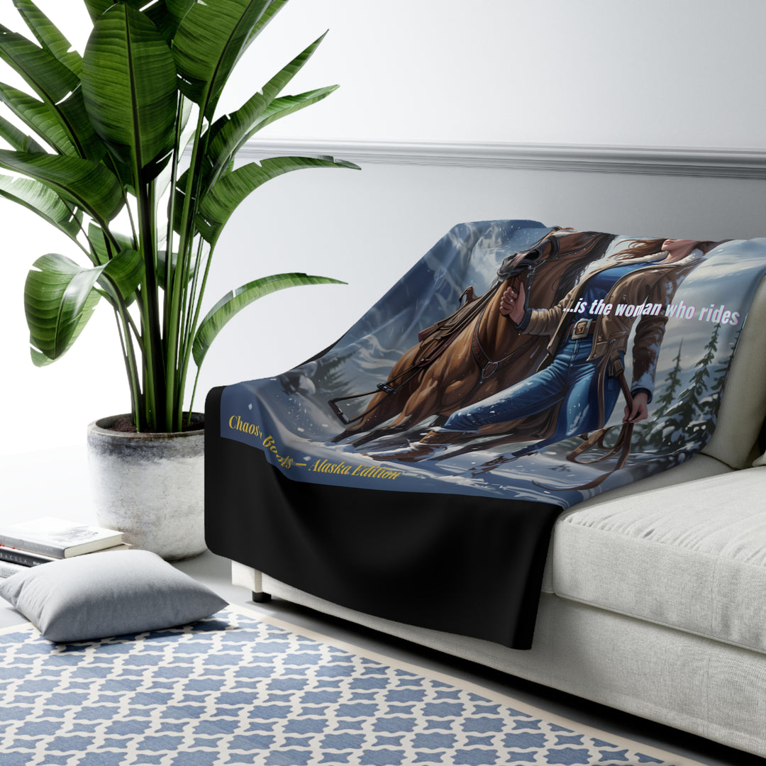 Sherpa Fleece Blanket - Chaos in Boots - Rider of the Storm Design