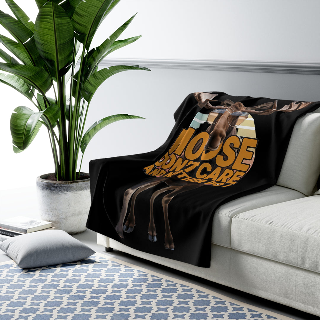 Moose Don’t Care & Neither Do I Sherpa Fleece Blanket