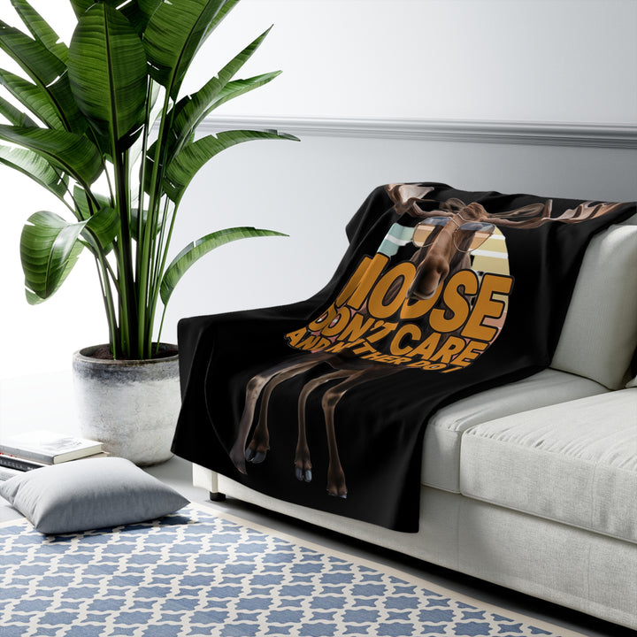 Moose Don’t Care & Neither Do I Sherpa Fleece Blanket