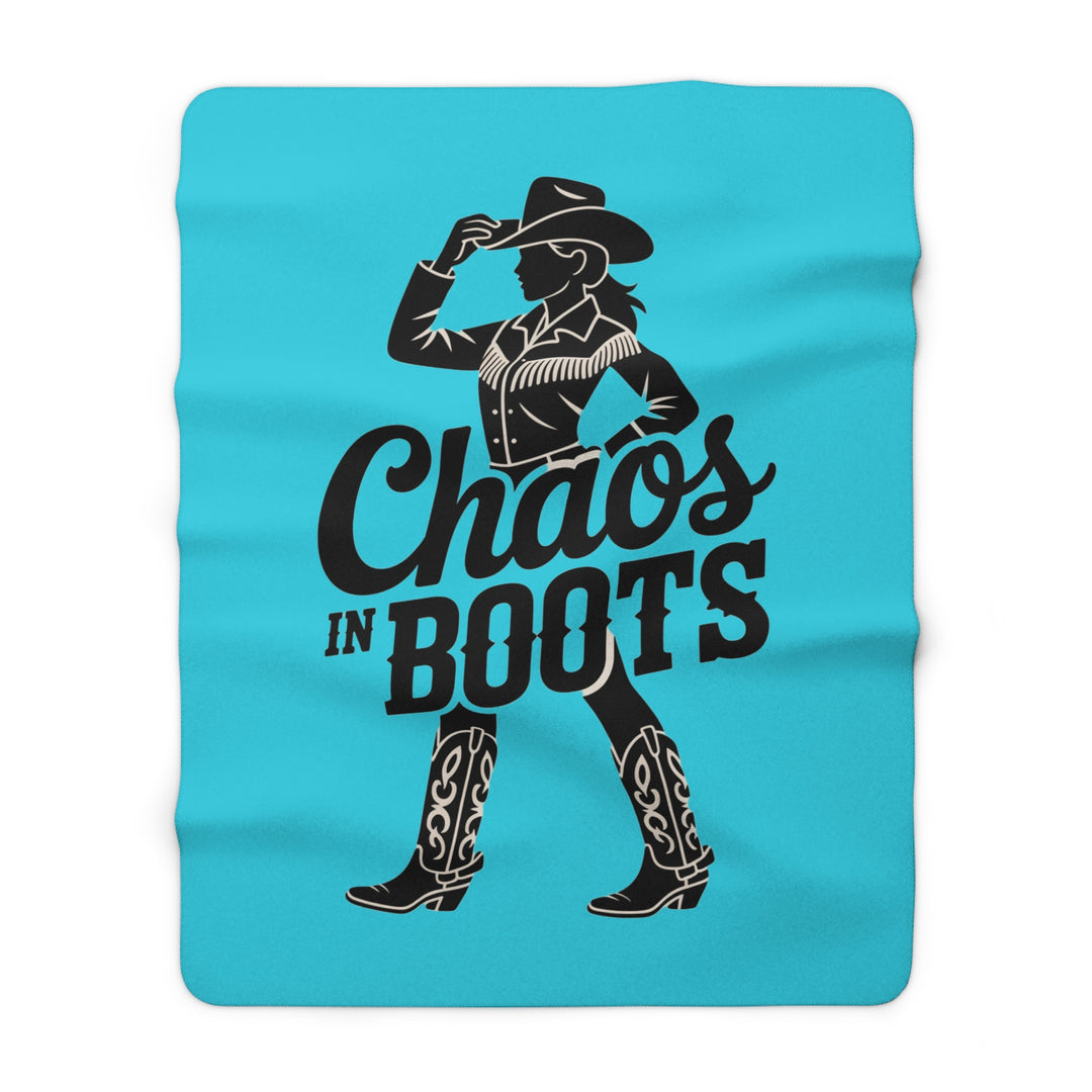 Chaos in Boots Cowgirl Grit Sherpa Fleece Blanket