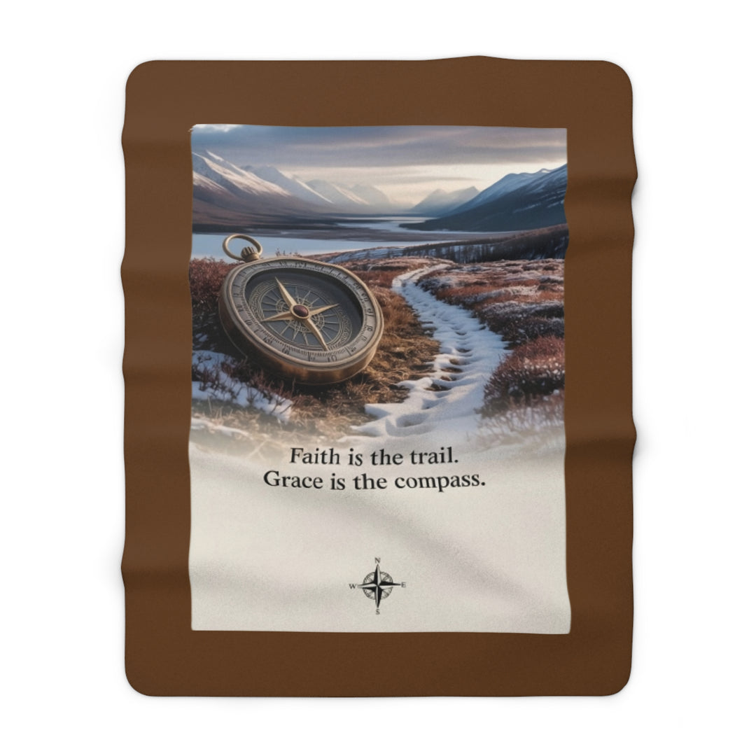 Sherpa Fleece Blanket - Faith is the Trail Design