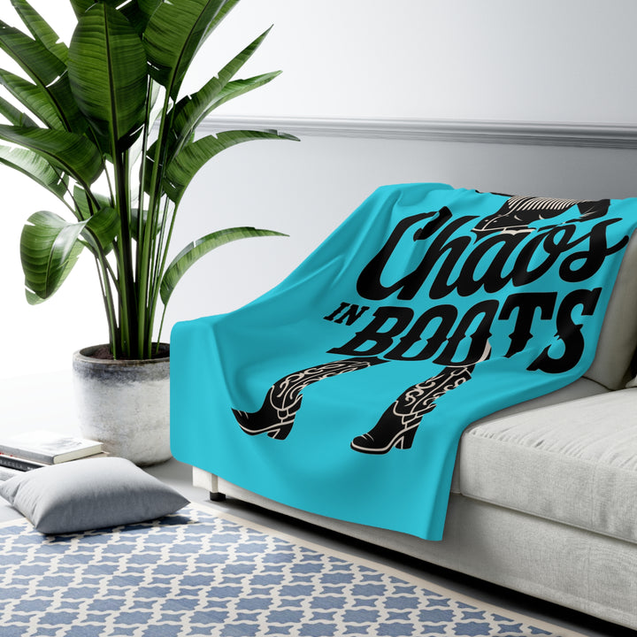 Chaos in Boots Cowgirl Grit Sherpa Fleece Blanket