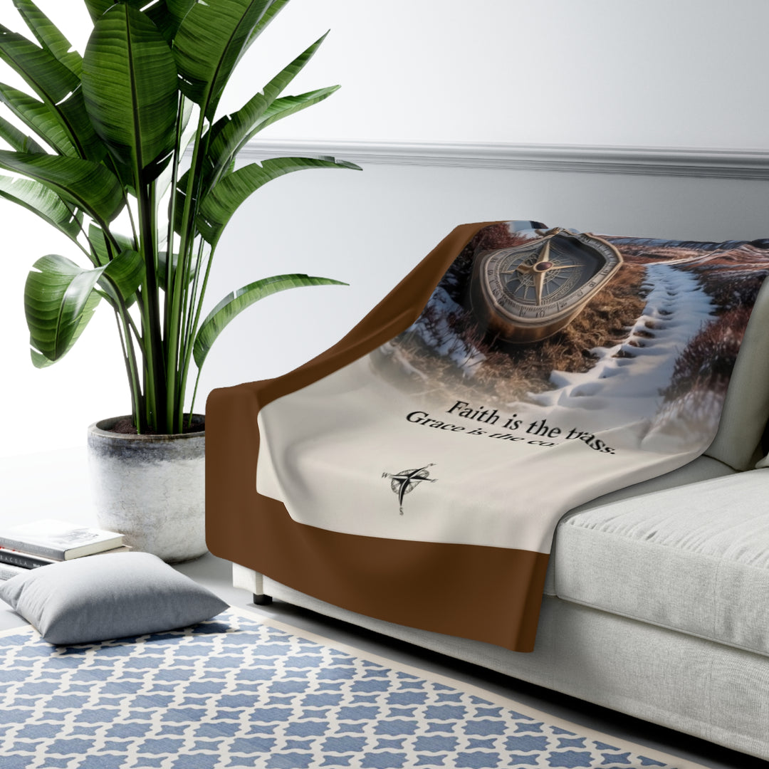 Sherpa Fleece Blanket - Faith is the Trail Design