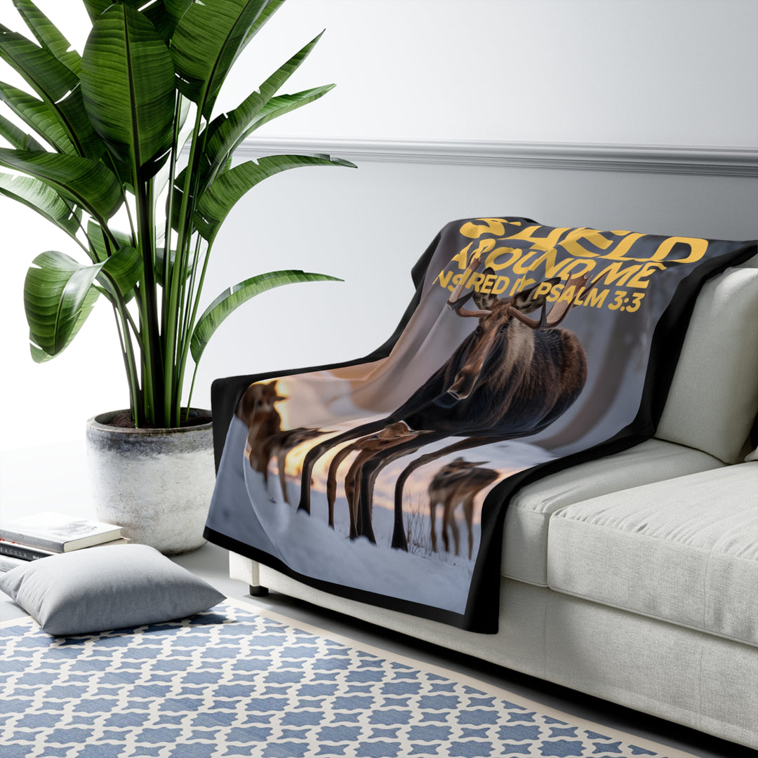 Inspirational Sherpa Fleece Blanket - Shield Around Me Design