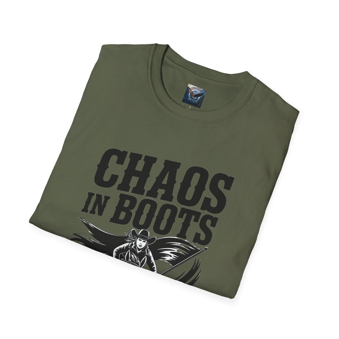 Chaos in Boots – Frontier Freedom Rider T-Shirt