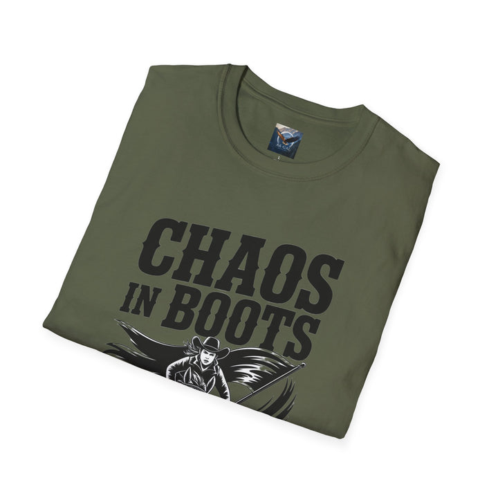 Chaos in Boots – Frontier Freedom Rider T-Shirt