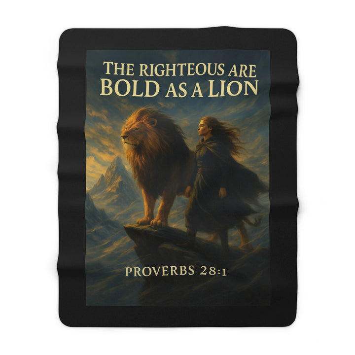 Inspirational Sherpa Fleece Blanket - Bold as a Lion Design