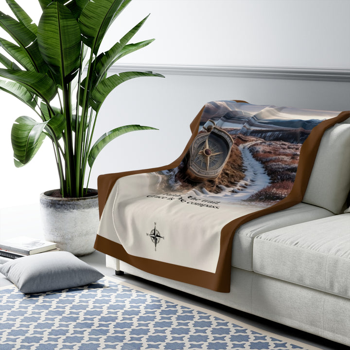 Sherpa Fleece Blanket - Faith is the Trail Design