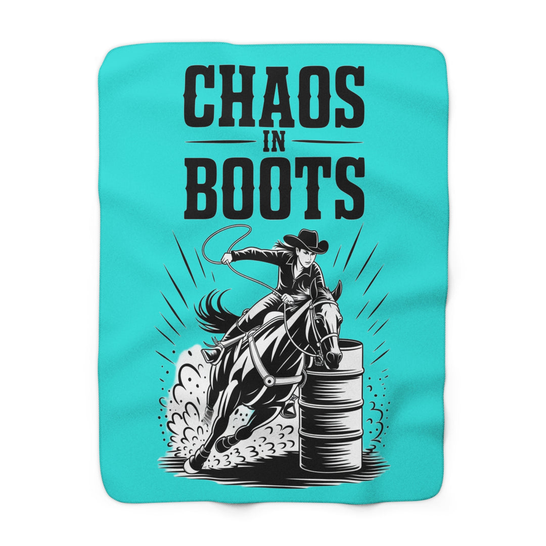 Chaos in Boots Barrel Racing Queen Sherpa Blanket