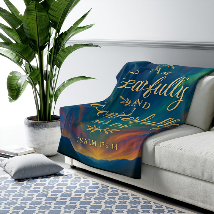 I am Fearfully and Wonderfully Made Sherpa Fleece Blanket