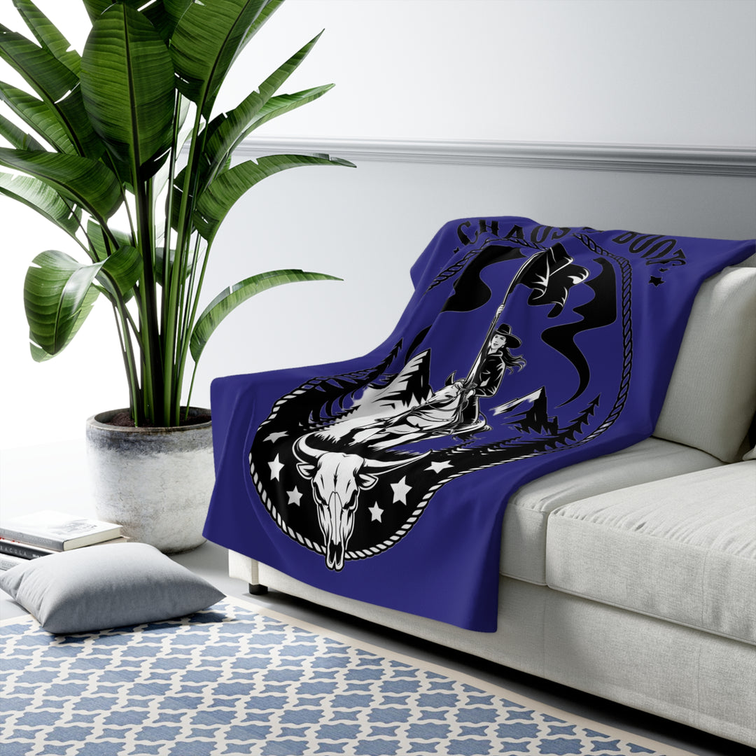 Chaos in Boots Midnight Frontier Sherpa Fleece Blanket
