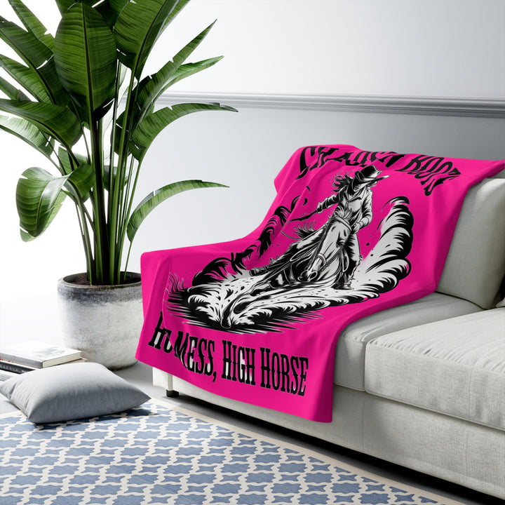 Chaos in Boots Alaska Hot Mess & High Horse Sherpa Fleece Blanket