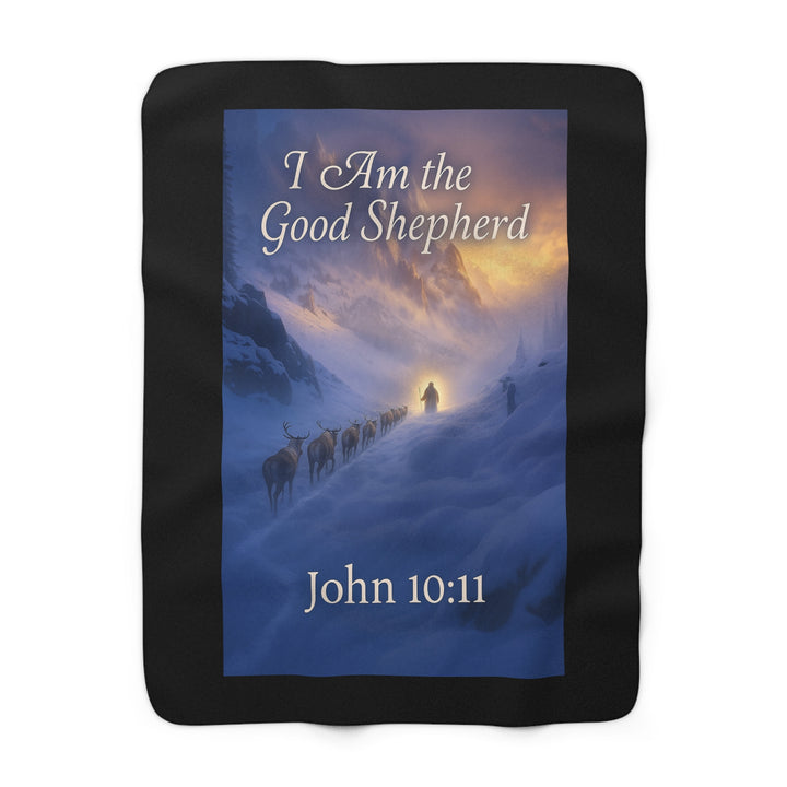 Sherpa Fleece Blanket - I Am the Good Shepherd Design