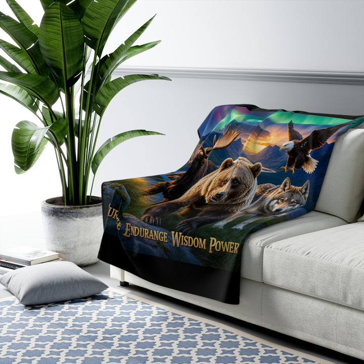 Sherpa Fleece Blanket - Courage, Endurance, Wisdom, Power Design