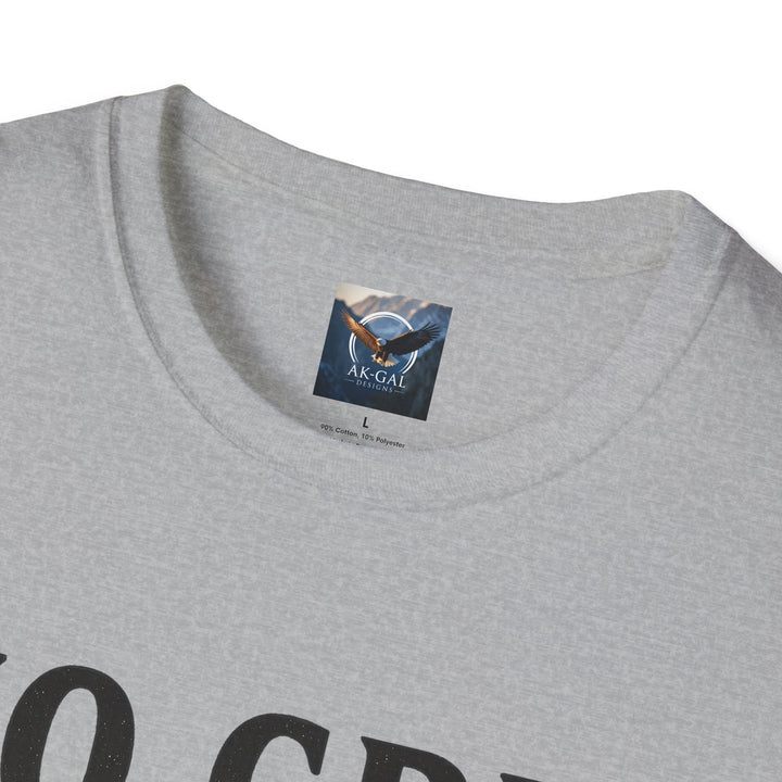 Gray No Grit, No Glory t-shirt with a brand label Ak Gal Designs