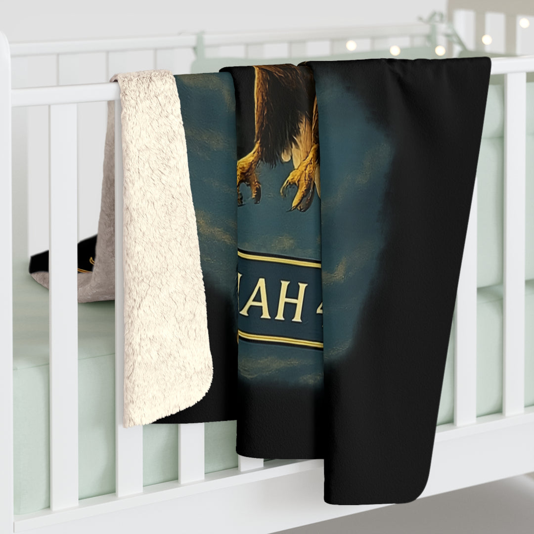 Inspirational Sherpa Fleece Blanket - You Will Soar on Wings Like Eagles Design