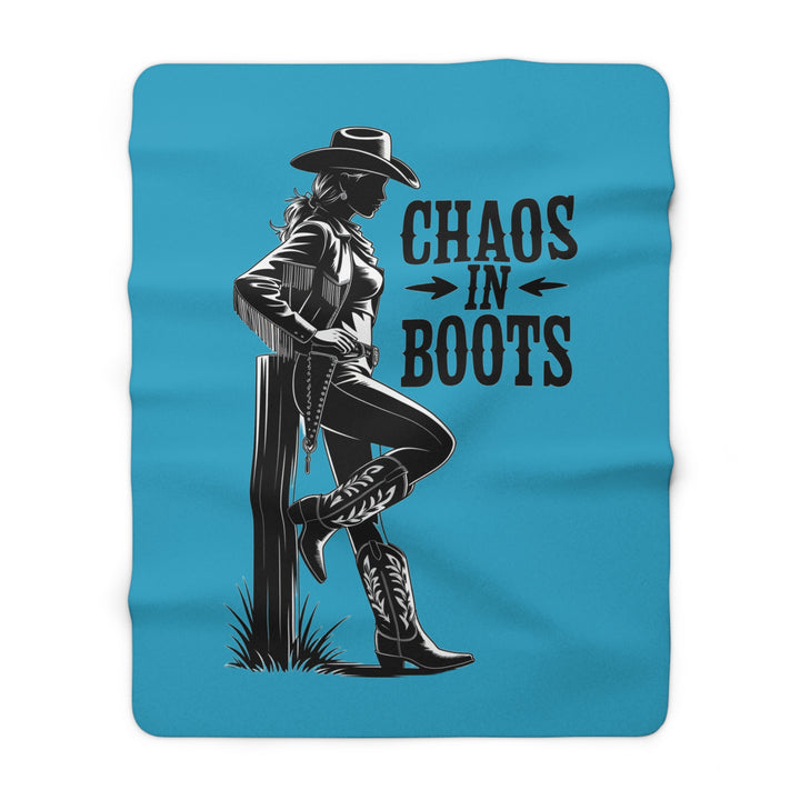 Sherpa Fleece Blanket - Chaos in Boots Cowgirl Rebel Design