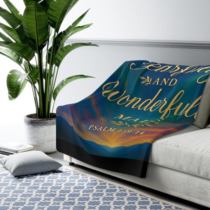 I am Fearfully and Wonderfully Made Sherpa Fleece Blanket