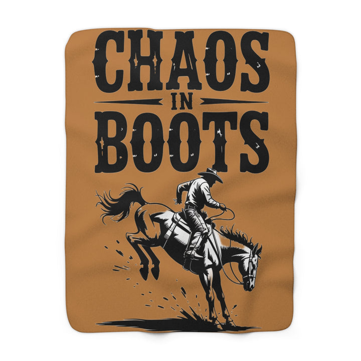 Sherpa Fleece Blanket – Chaos in Boots: Bronc Edition Design