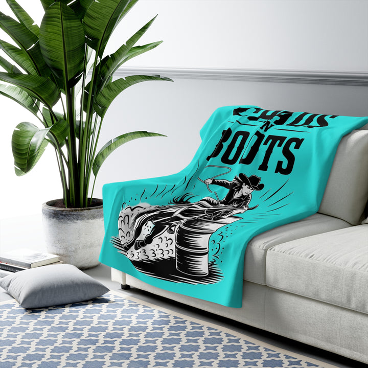 Chaos in Boots Barrel Racing Queen Sherpa Blanket