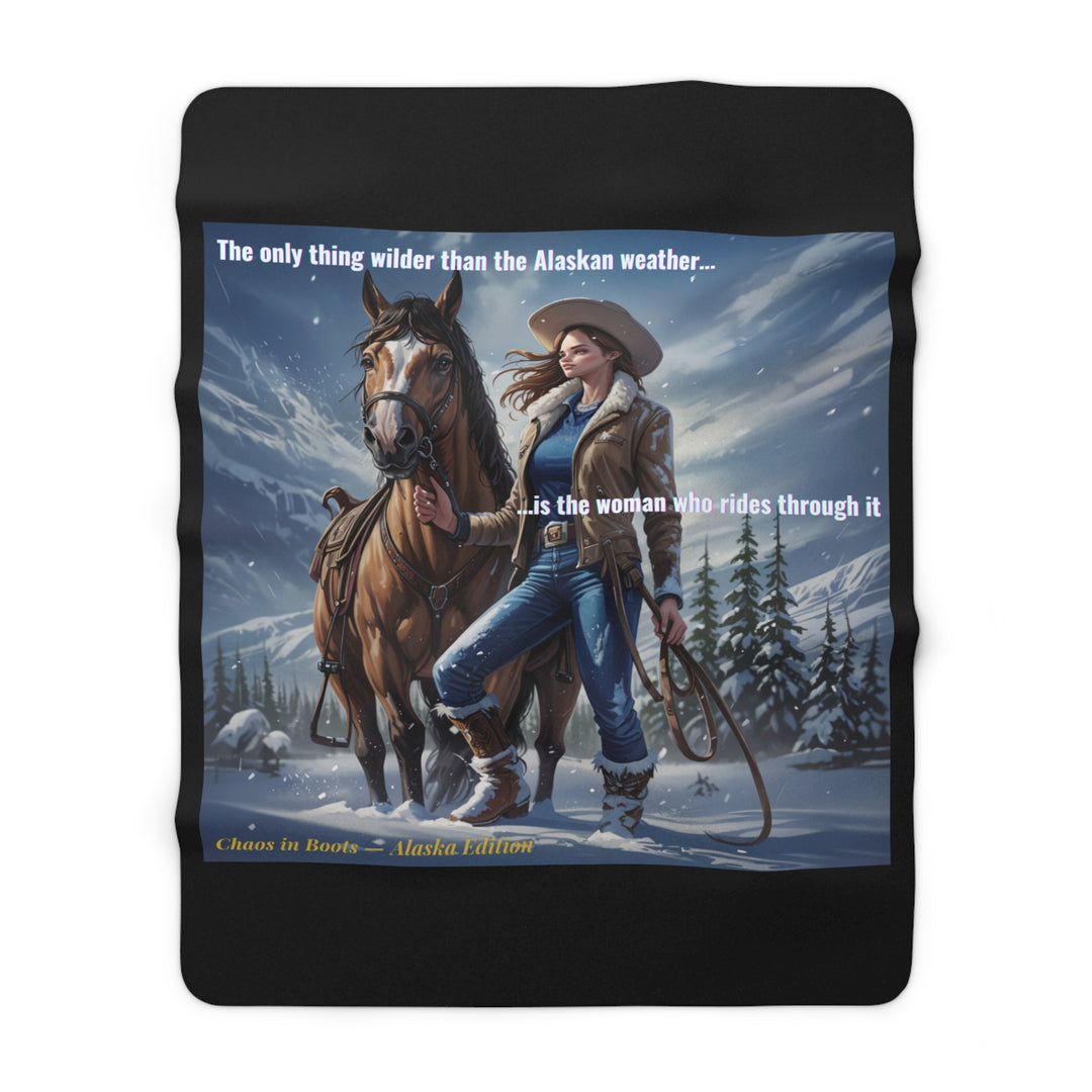 Sherpa Fleece Blanket - Chaos in Boots - Rider of the Storm Design