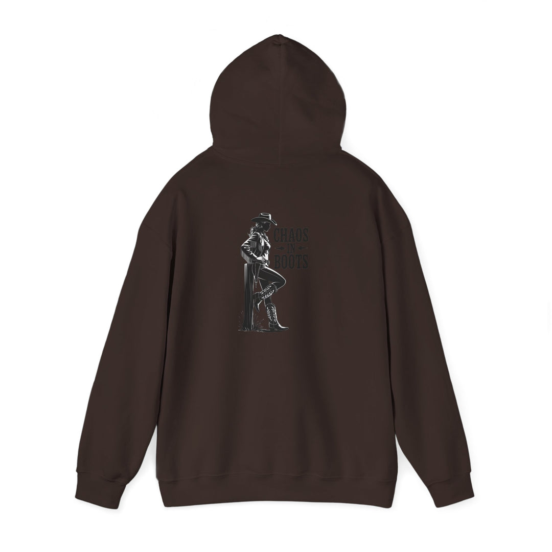 Chaos in Boots Hoodie —Cowgirl Rebel Bold Edition