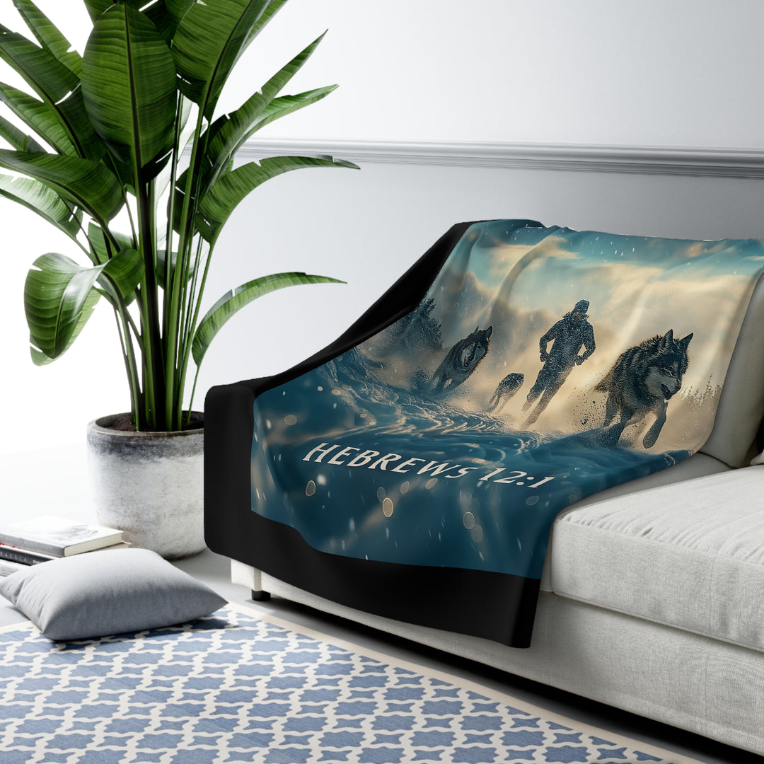 Inspirational Sherpa Fleece Blanket - Run With Endurance Design