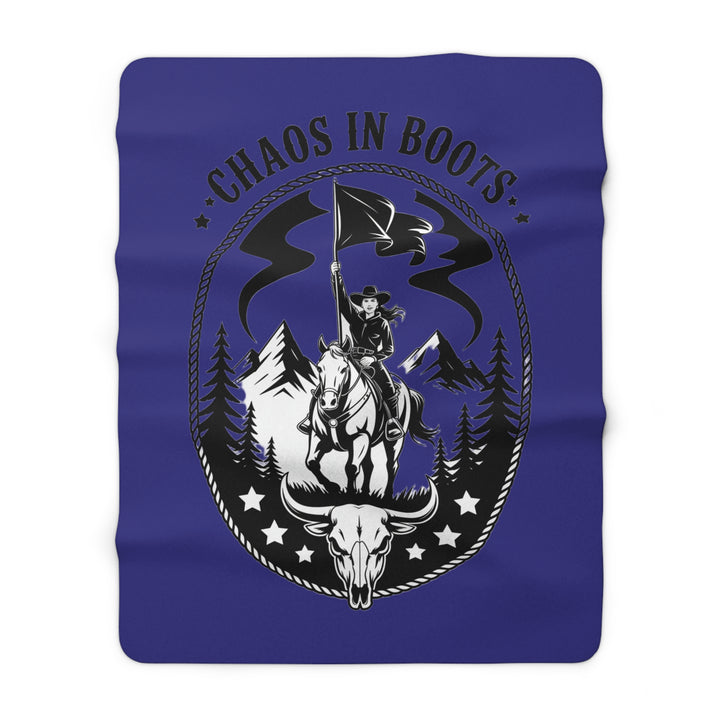 Chaos in Boots Midnight Frontier Sherpa Fleece Blanket