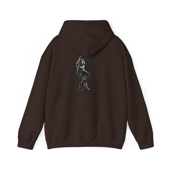 Chaos in Boots Hoodie —Cowgirl Rebel Bold Edition