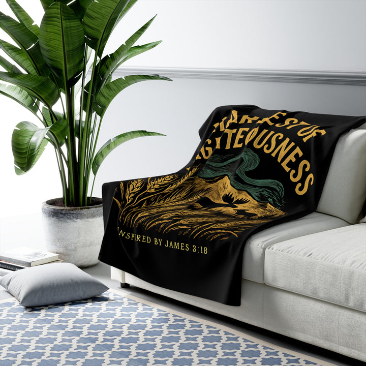 Inspirational Sherpa Fleece Blanket - Harvest of Righteousness Design