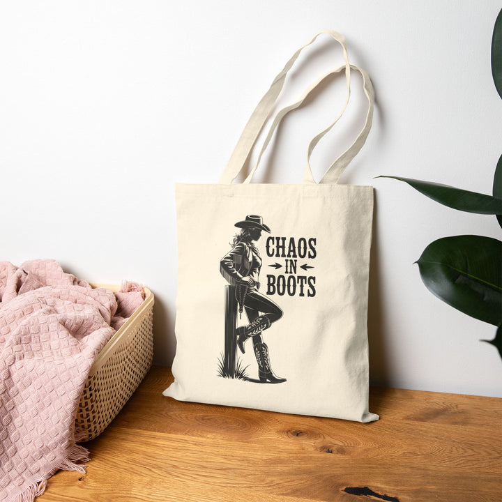 Chaos in Boots Tote Bag — Cowgirl Rebel