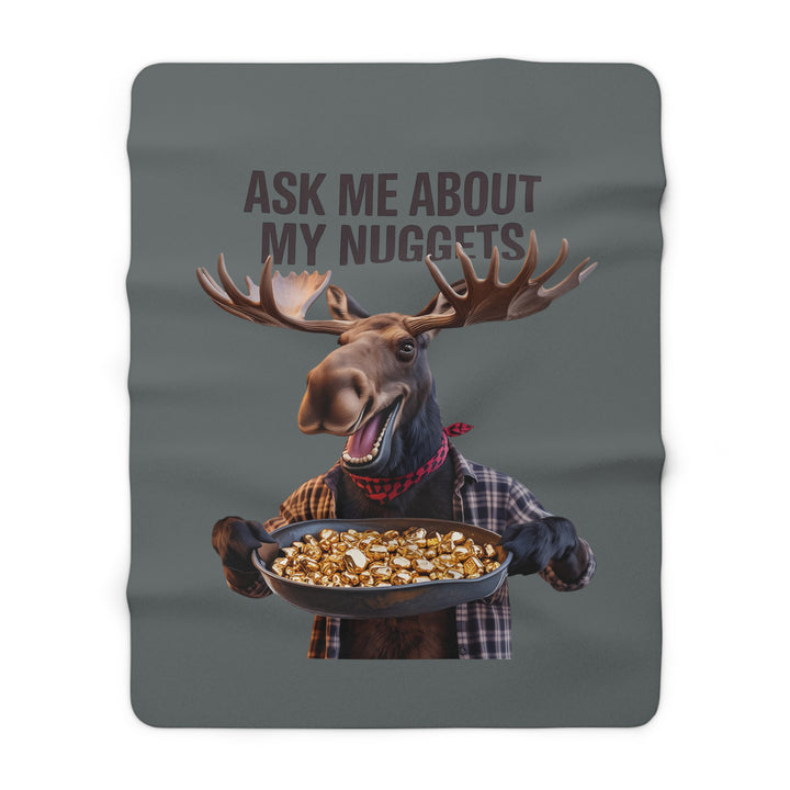 Sherpa Fleece Blanket – Ask Me About My Nuggets Design