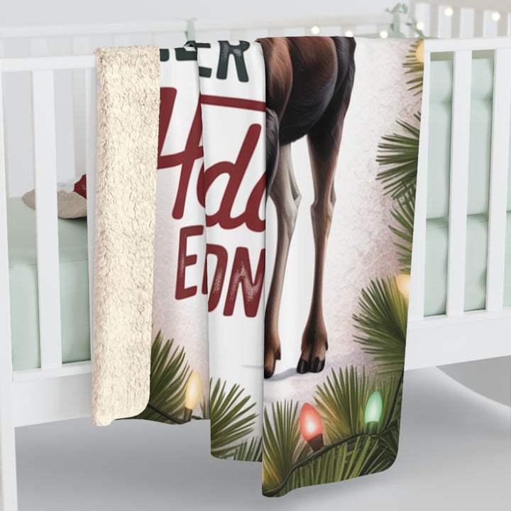 Sherpa Fleece Blanket – Moose Don’t Care & Neither Do I Holiday Design