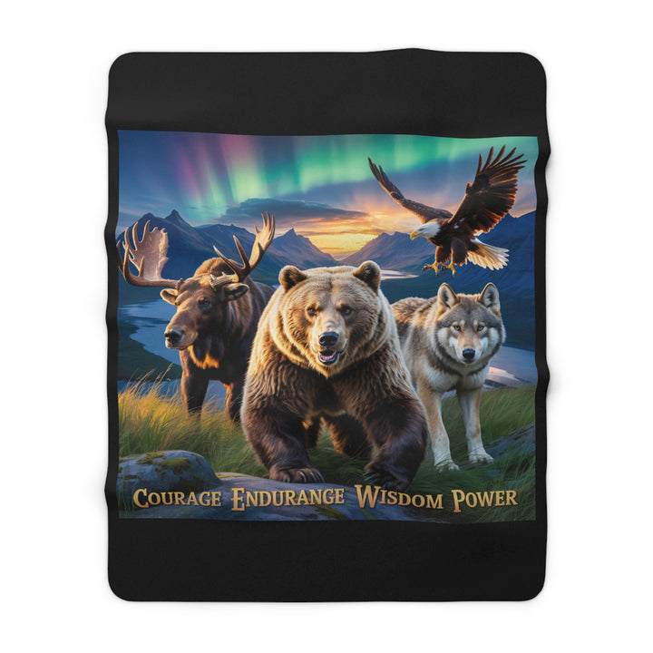 Sherpa Fleece Blanket - Courage, Endurance, Wisdom, Power Design