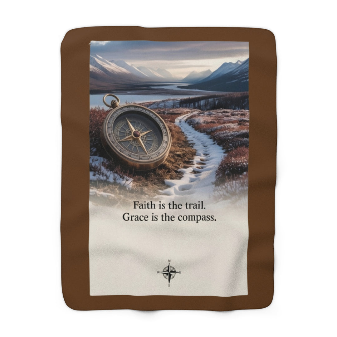 Sherpa Fleece Blanket - Faith is the Trail Design