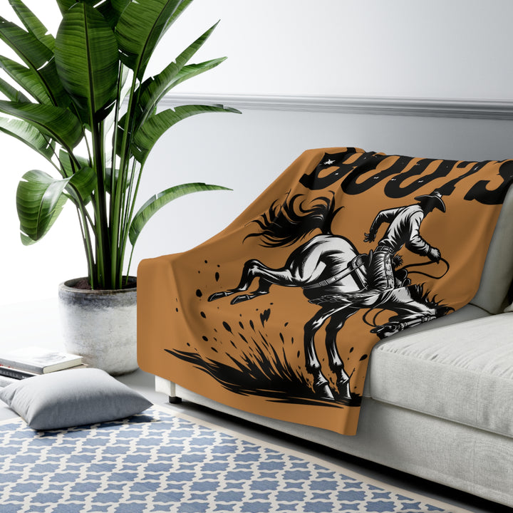 Sherpa Fleece Blanket – Chaos in Boots: Bronc Edition Design
