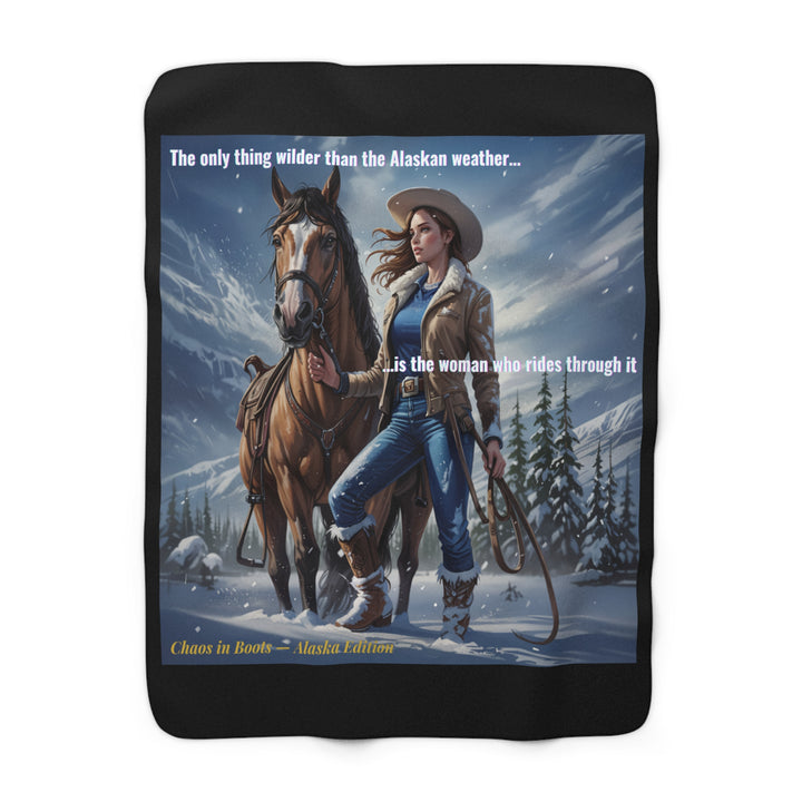 Sherpa Fleece Blanket - Chaos in Boots - Rider of the Storm Design