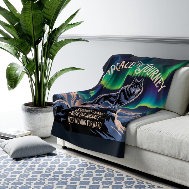 Embrace the Journey Wolf Sherpa Fleece Blanket