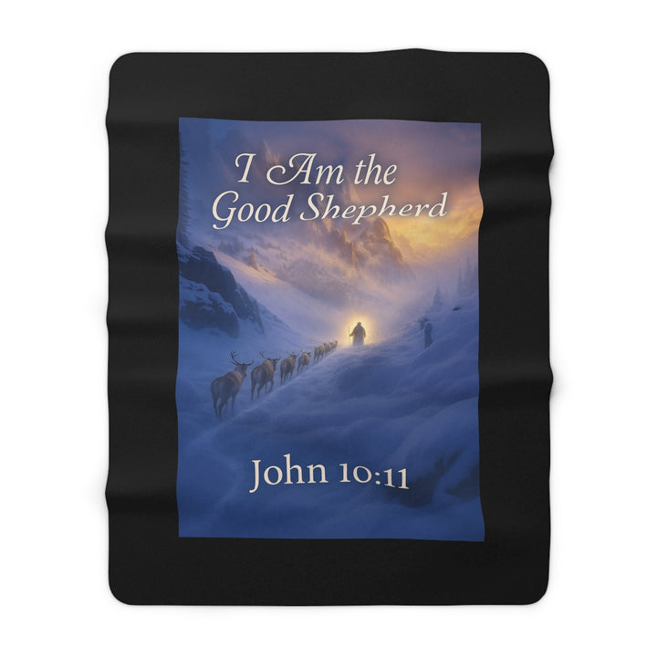 Sherpa Fleece Blanket - I Am the Good Shepherd Design
